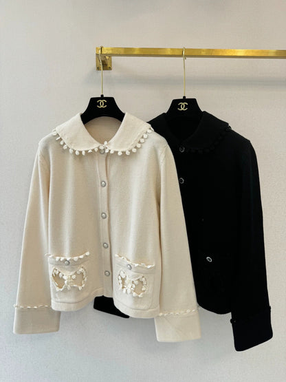 Pearl lace knitted cardigan