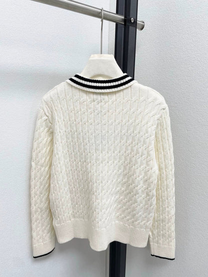 25fw Flower knitted polo shirt