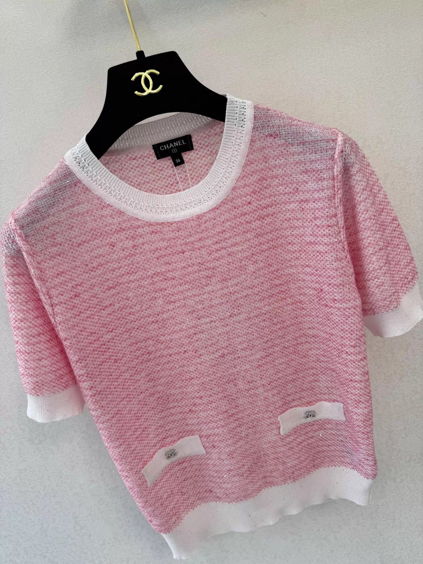 26ss Pink Knit Short-Sleeve T-Shirt