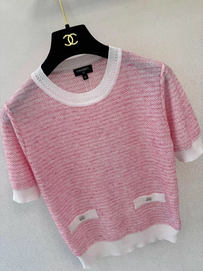 26ss Pink Knit Short-Sleeve T-Shirt