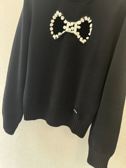 Bow hollow knitted sweater