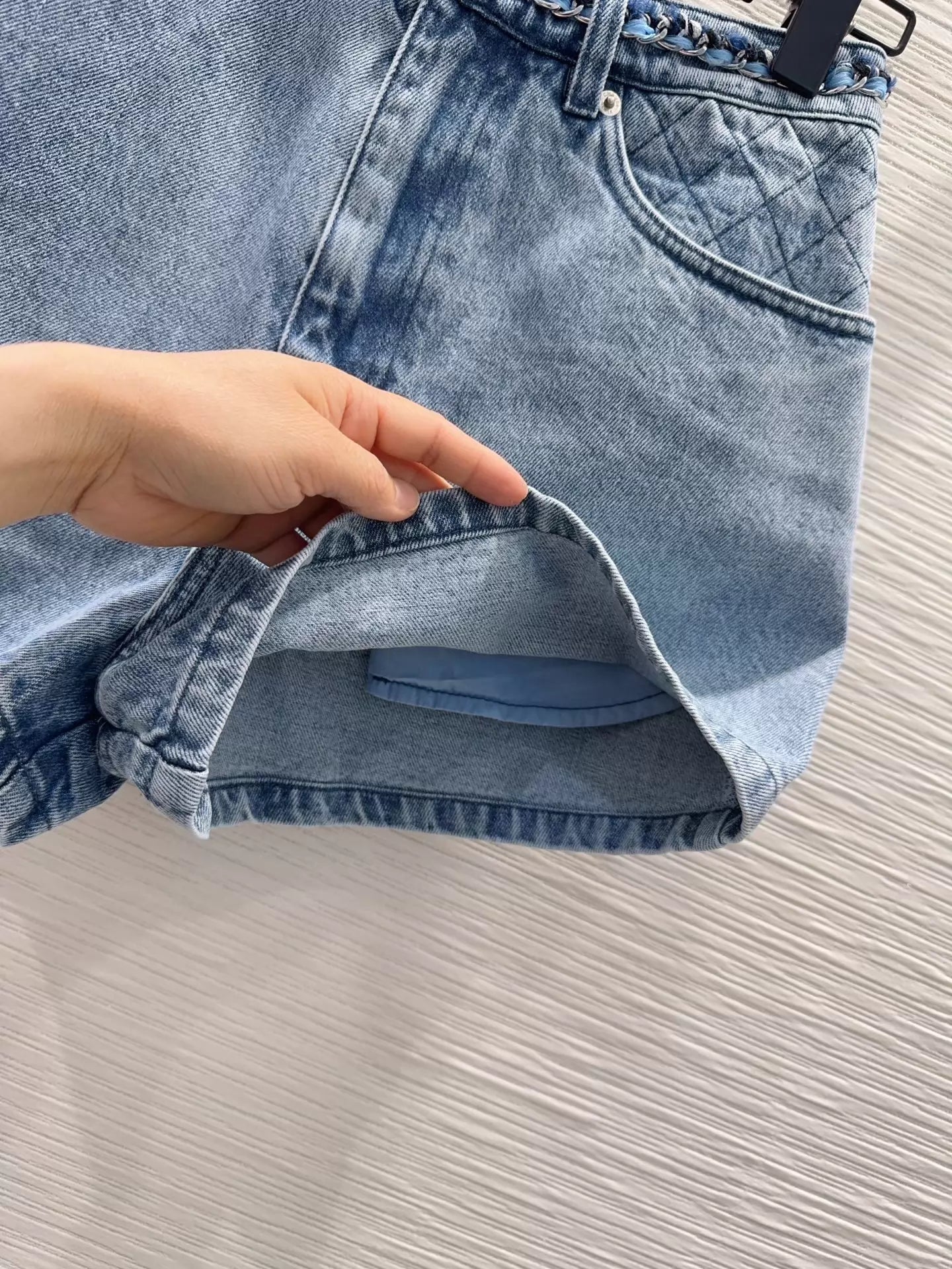 woven denim shorts
