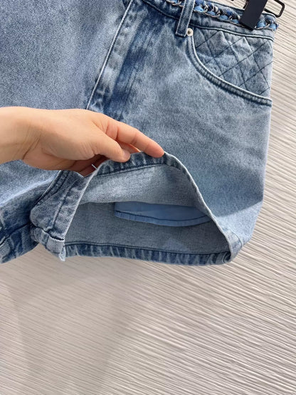 woven denim shorts