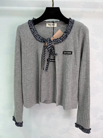 Ruffled Knit Cardigan