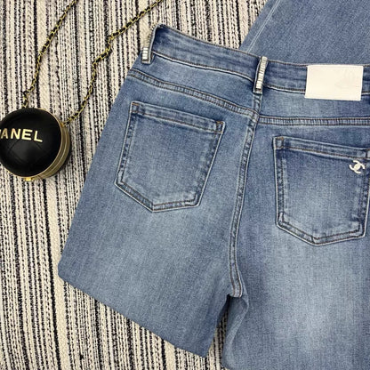 Rhinestone-studded flared jeans