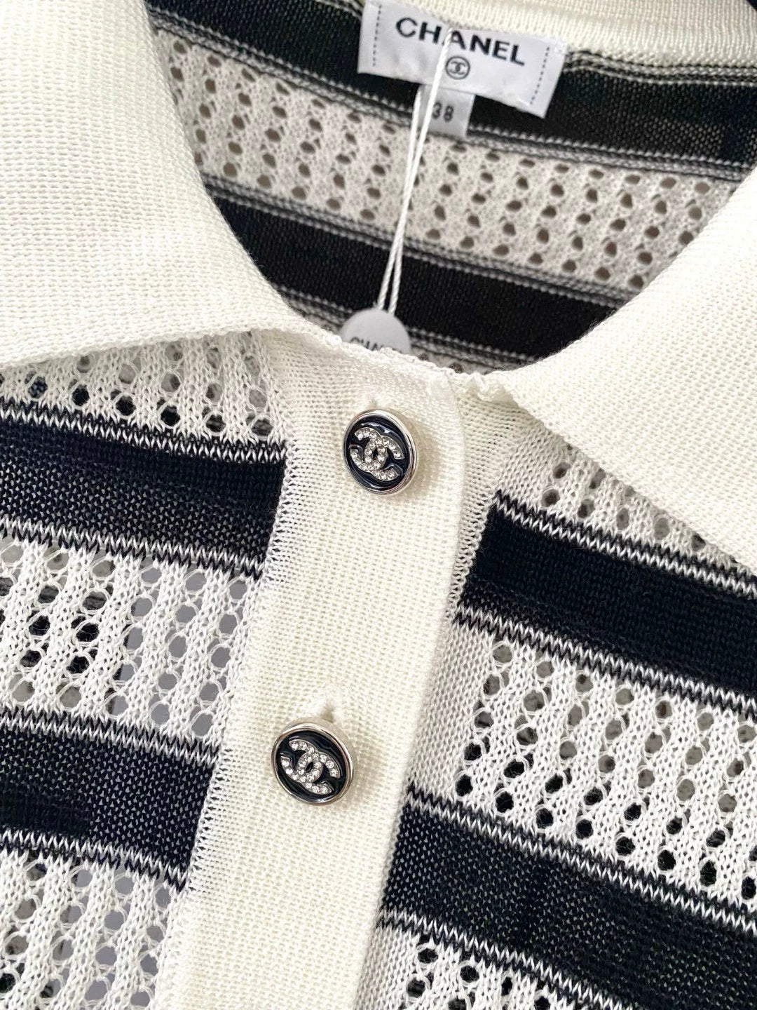 Striped collared T-shirt
