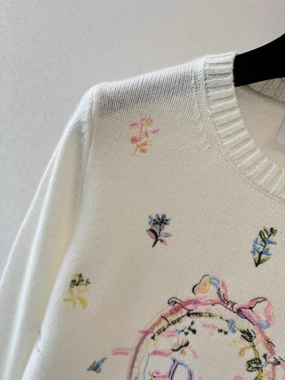 26ss Floral Embroidered Knit Sweater