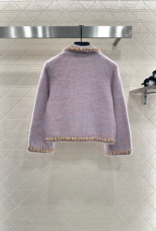 25fw Knitted edge tied knitted cardigan