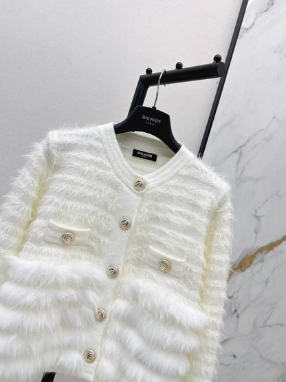 Patchwork fuzzy design knitwear