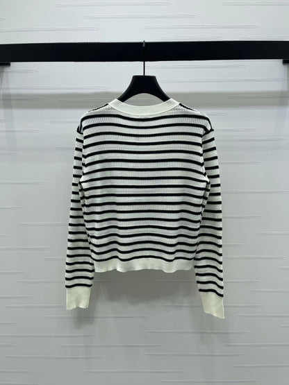 Striped V-neck Cardigan