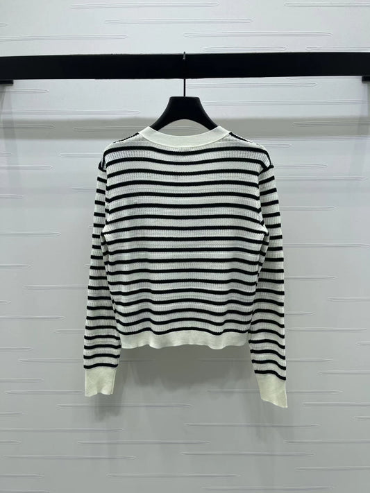 Striped V-neck Cardigan