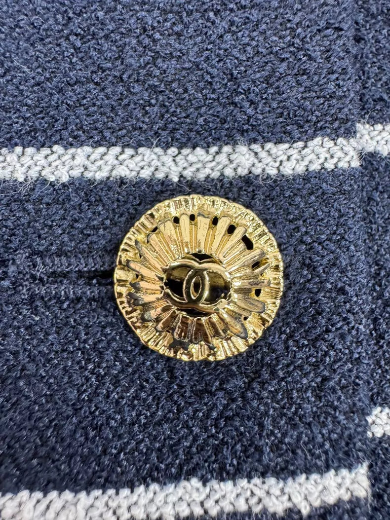 26Striped Jacket with Lapel and Gold-Tone Buttons