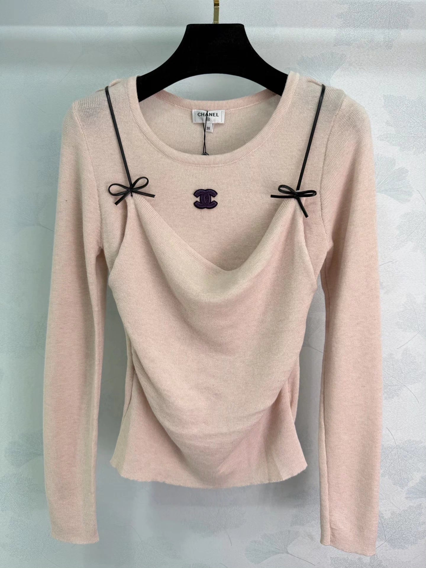 Bow-tie Faux Two-Piece Knit Top