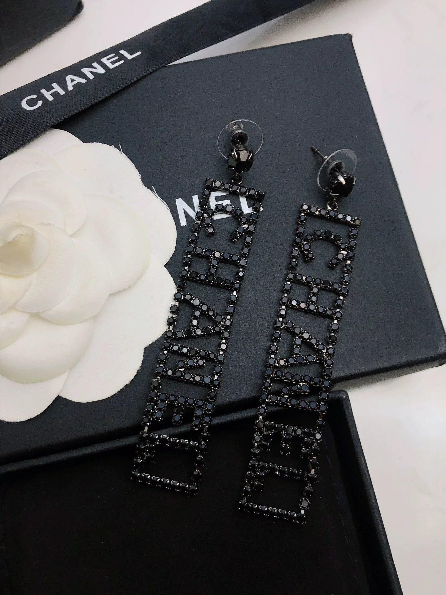 Letter rhinestone earrings