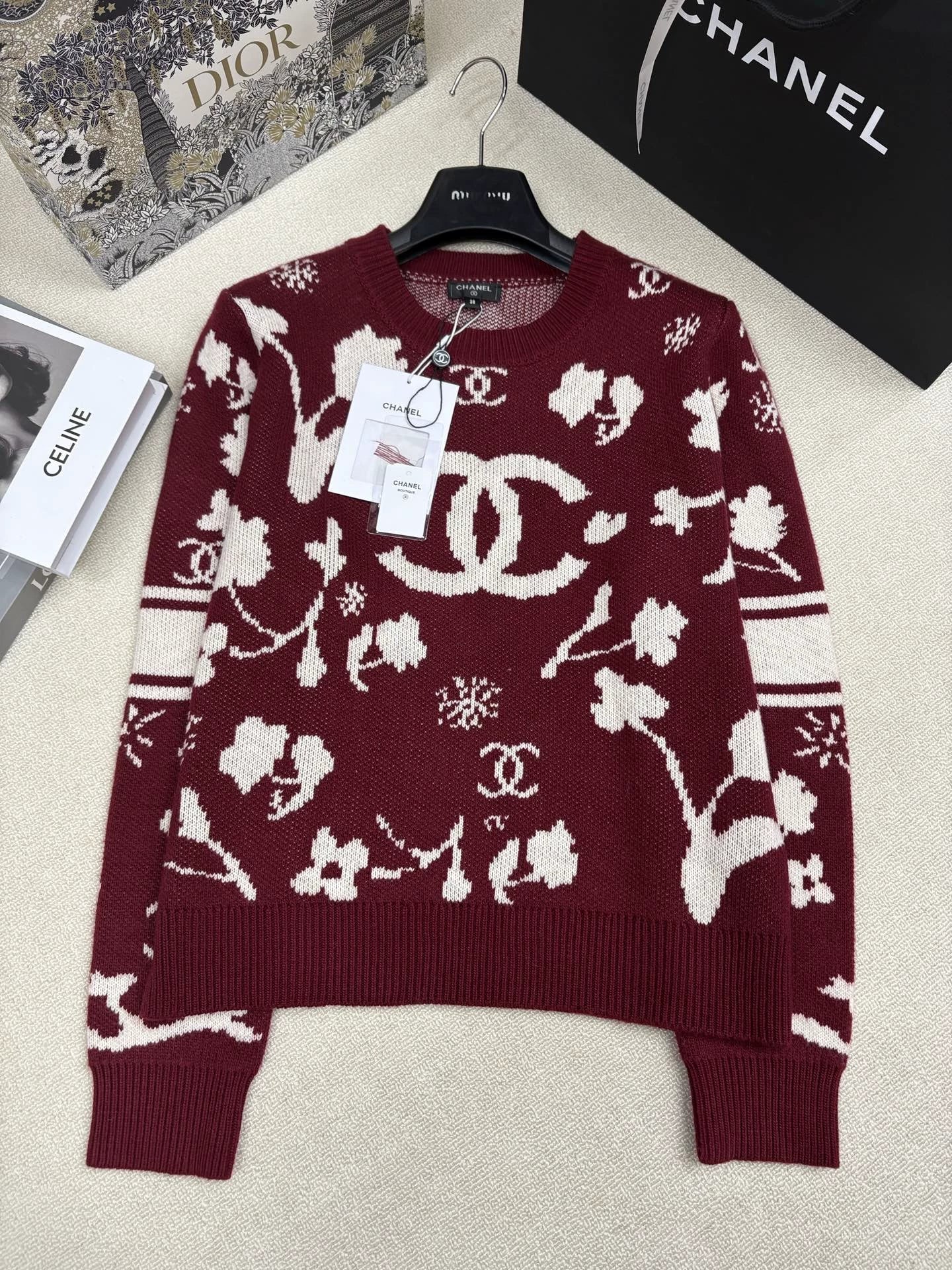 Jacquard Crew Neck Sweater