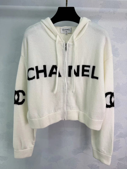 Hooded Zip-Up Long-Sleeve Cardigan