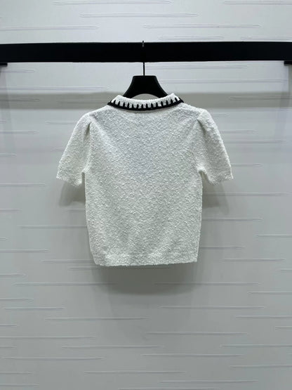 Color blocking lapel short sleeved shirt