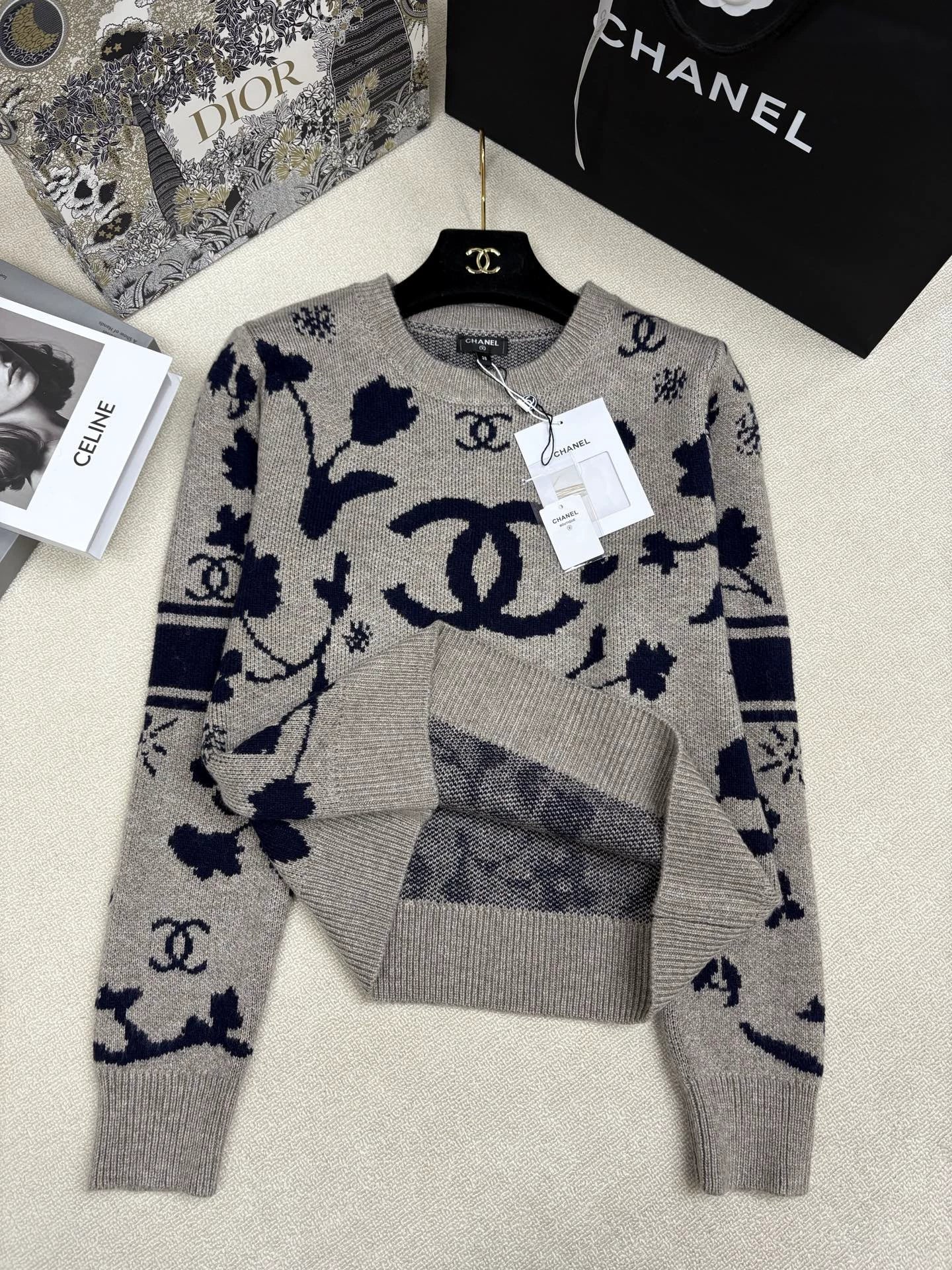 Jacquard Crew Neck Sweater