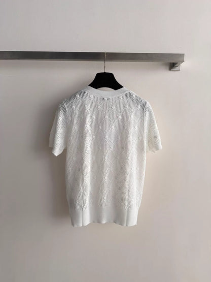 26ss Hollow-out knit T-shirt