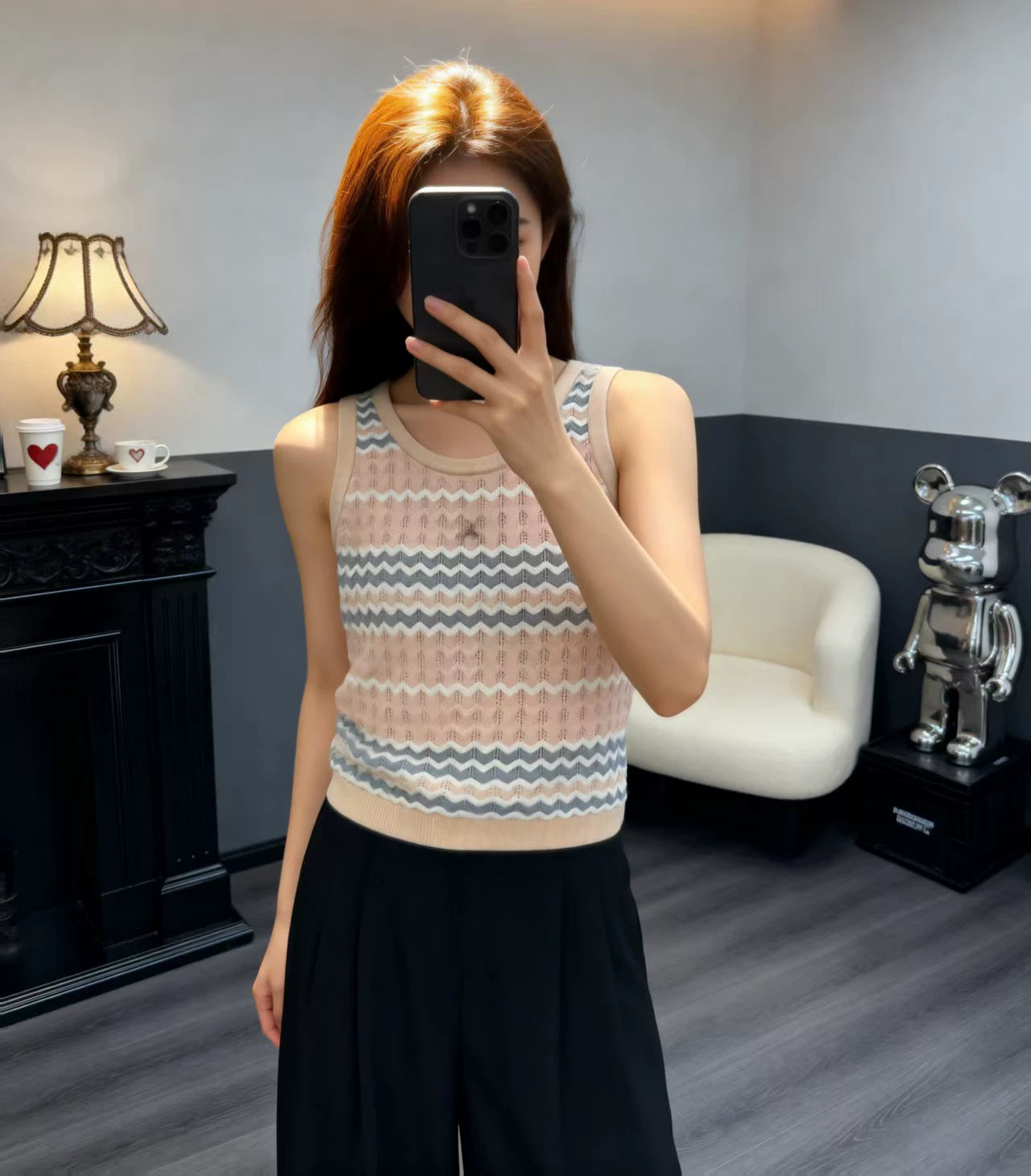 26ss Wavy knitted vest