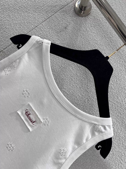 Openwork Floral Embroidery Vest