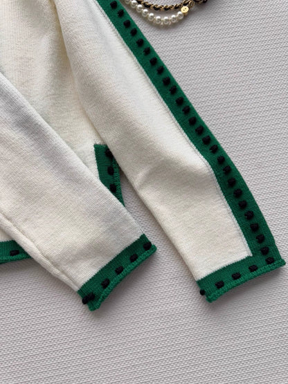 Green cashmere patchwork sweater