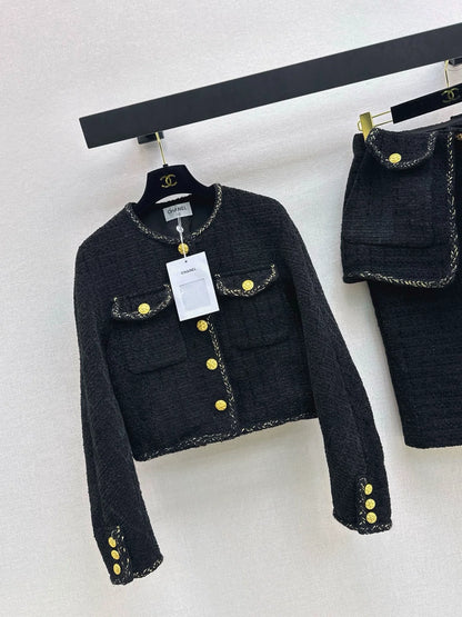 Knitted jacket+fake two-piece design with hip hugging skirt