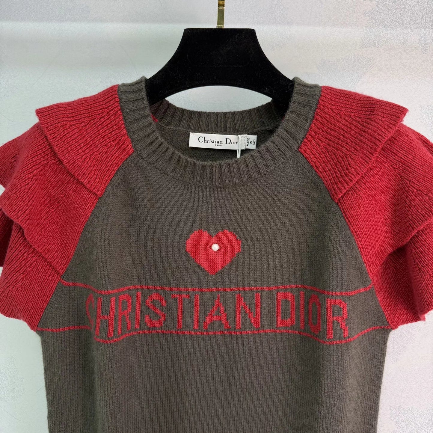 Lace-Sleeve Knit T-Shirt