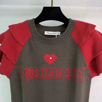 Lace-Sleeve Knit T-Shirt