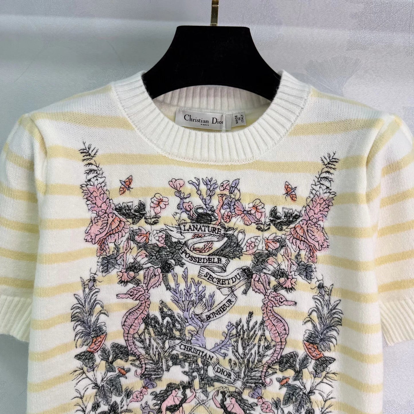 Striped Floral Short-Sleeve T-Shirt