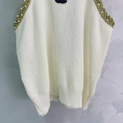 26ss Rhinestone Knit Vest