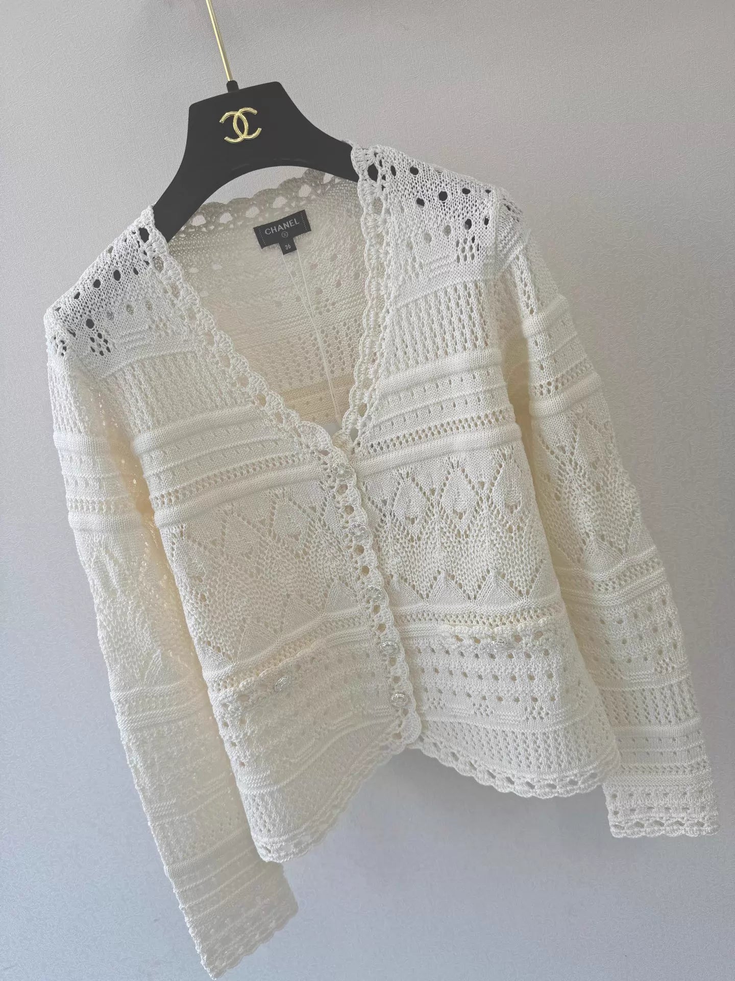 Hollow-out knit cardigan
