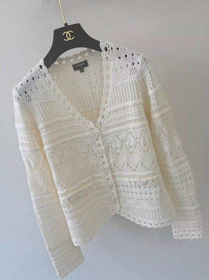 Hollow-out knit cardigan