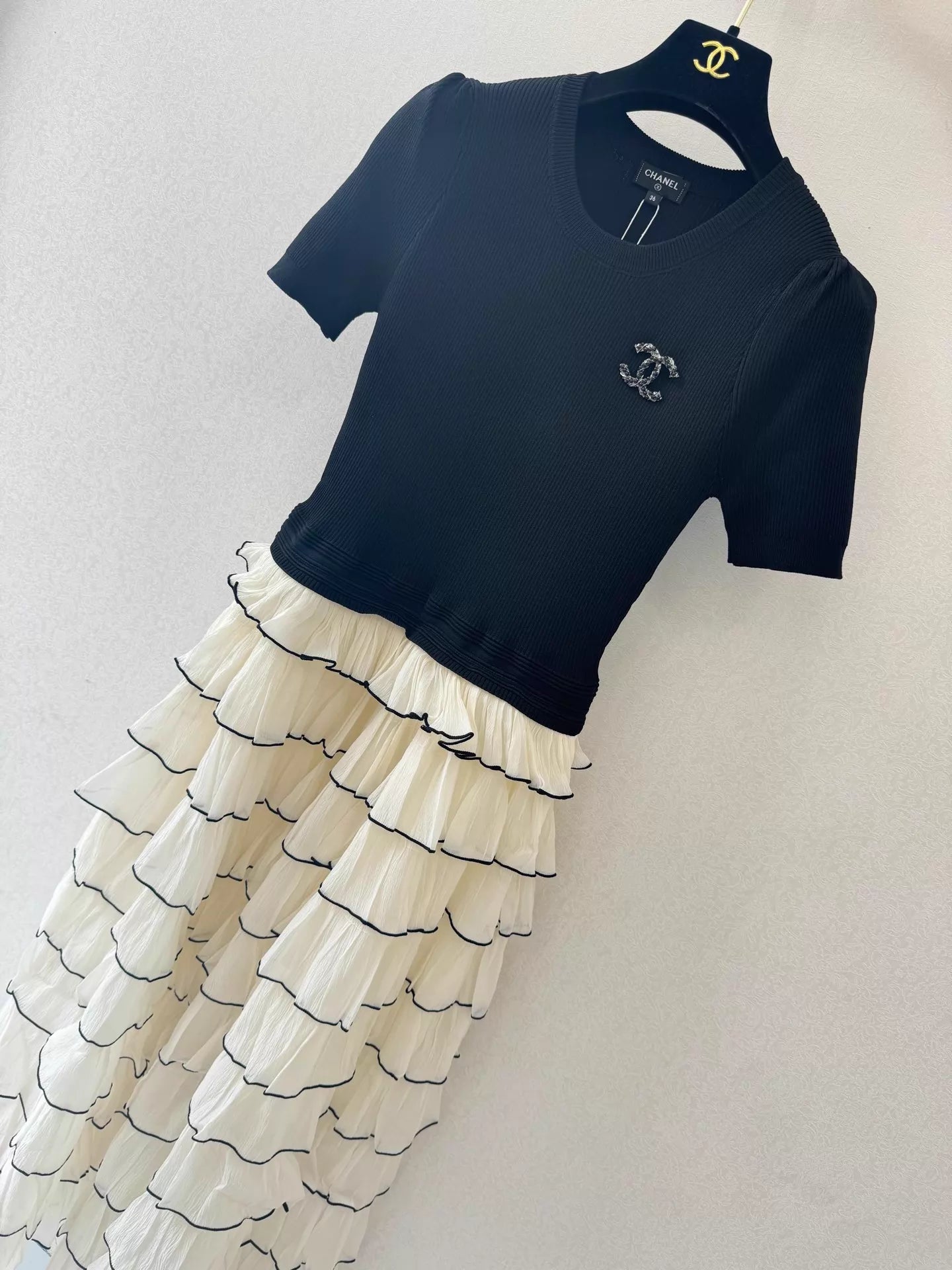26ss Faux Two-Piece Patchwork Dress
