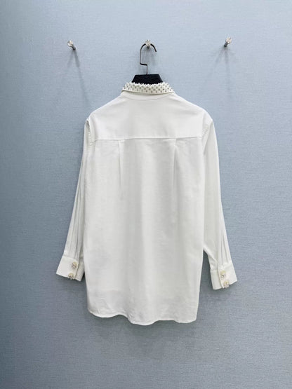 26ss Beaded cotton-linen shirt