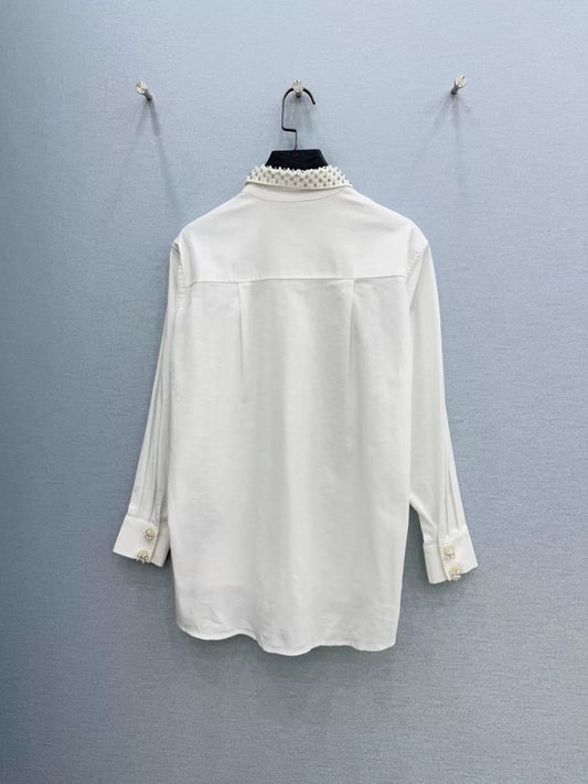 26ss Beaded cotton-linen shirt