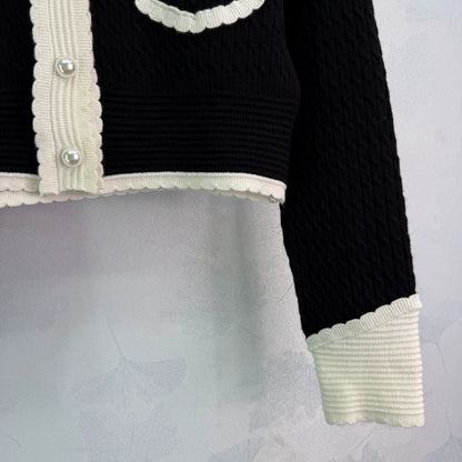 Color-blocked knit cardigan