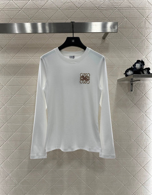 25fw Round neck nail bead long sleeved shirt