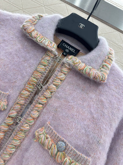 25fw Knitted edge tied knitted cardigan