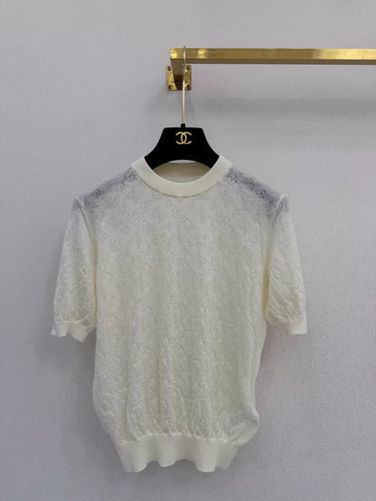 26ss Hollow-out logo knit short sleeve