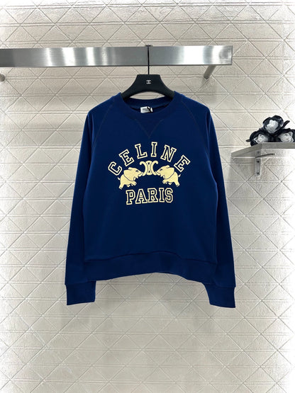 25fw Printed round neck hoodie