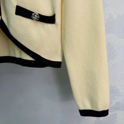 Color-blocked V-neck Cardigan