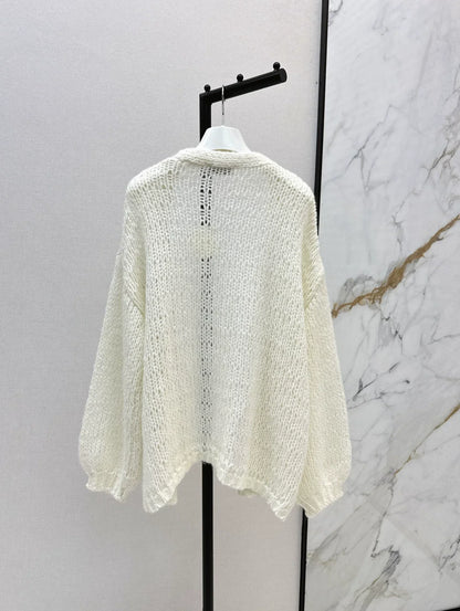 25 Embroidered decorative V-neck knitted silhouette cardigan