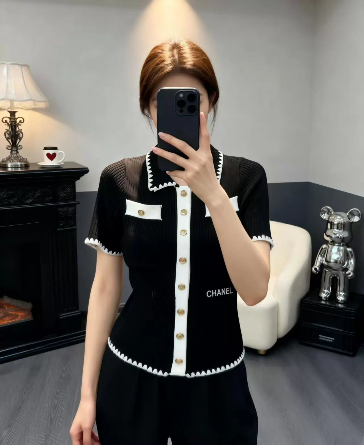26ss Knitted Short-Sleeve Cardigan