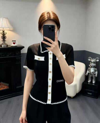 26ss Knitted Short-Sleeve Cardigan