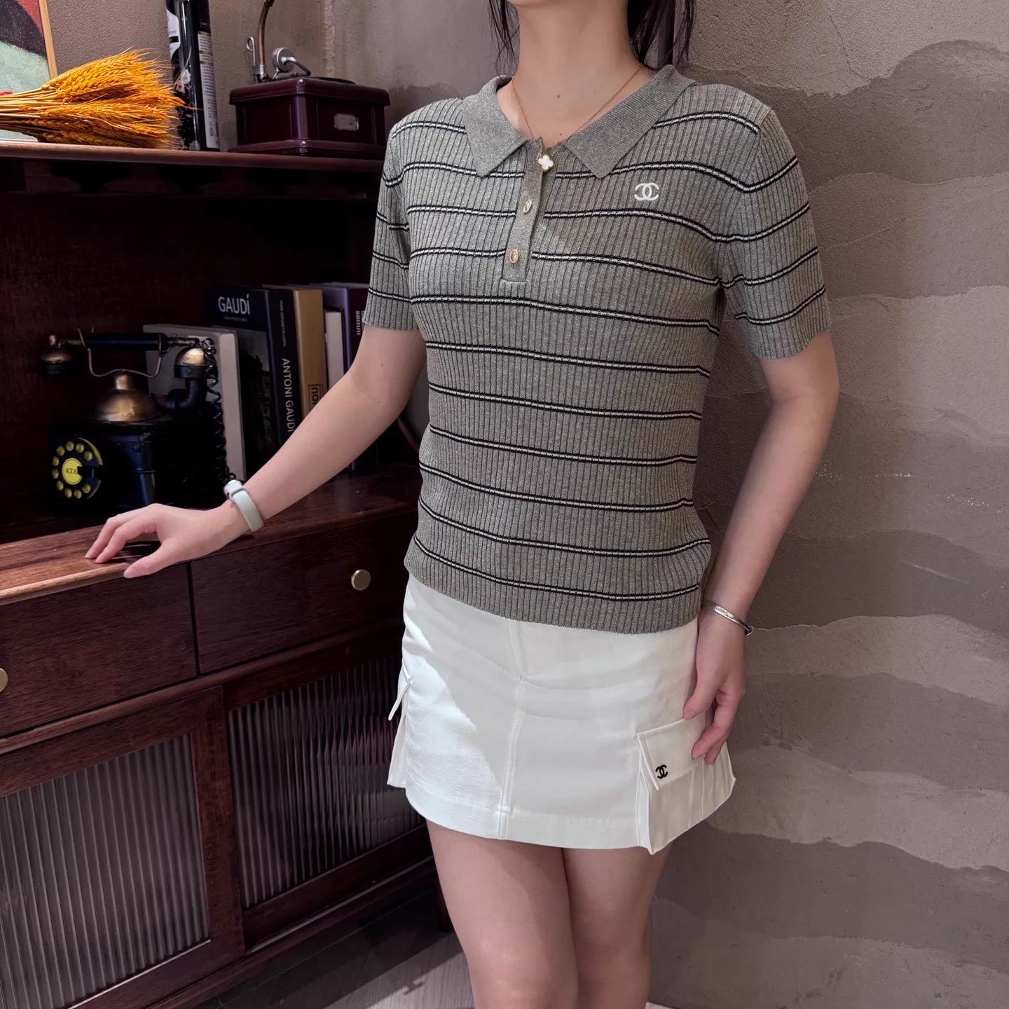 26ss Striped Knit Polo Shirt