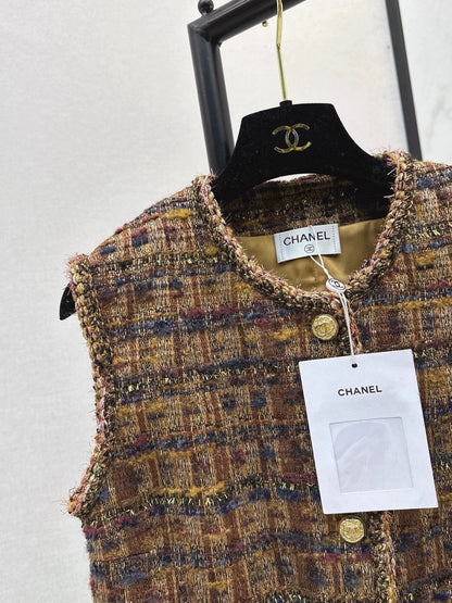 Color-blocked woven trim Vest