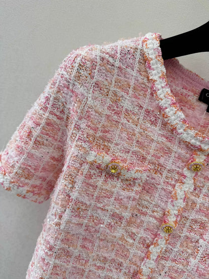 26ss Jacquard Short-Sleeve Knit Top