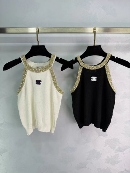 26ss Rhinestone Knit Vest