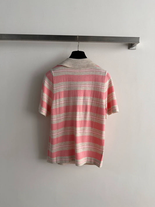26ss Striped Knit Polo Shirt